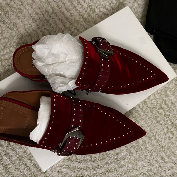 Givenchy Velvet Studded Elegant Loafer Mule 40.5 Rouge Fonce - Picture 6 of 7